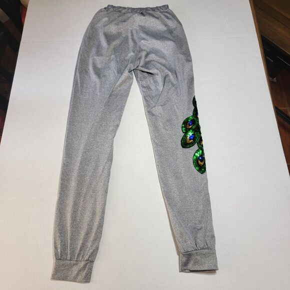 Grey Pants w/ Decorative Sequin Peacock - Size Small - Picture 4 of 5